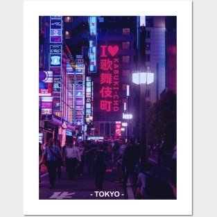 Tokyo Street Neon Synthwave Posters and Art